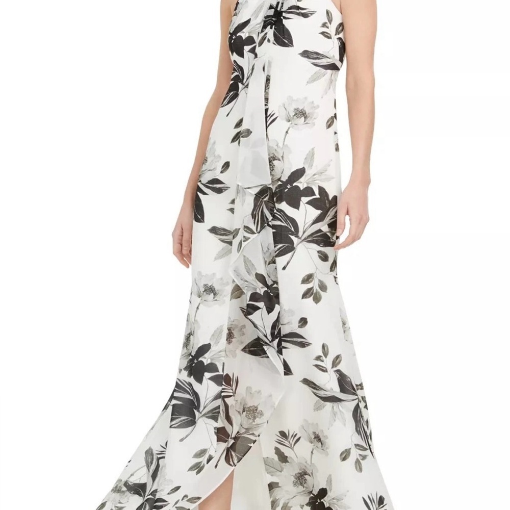 Calvin Klein women’s floral draped halter hi-lo evening gown dress size 2